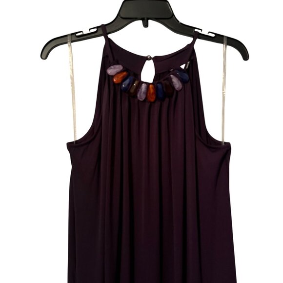 Cato Womens Purple Sleeveless Maxi Dress size Lrge With Decorative Beaded Neckli - Picture 5 of 12